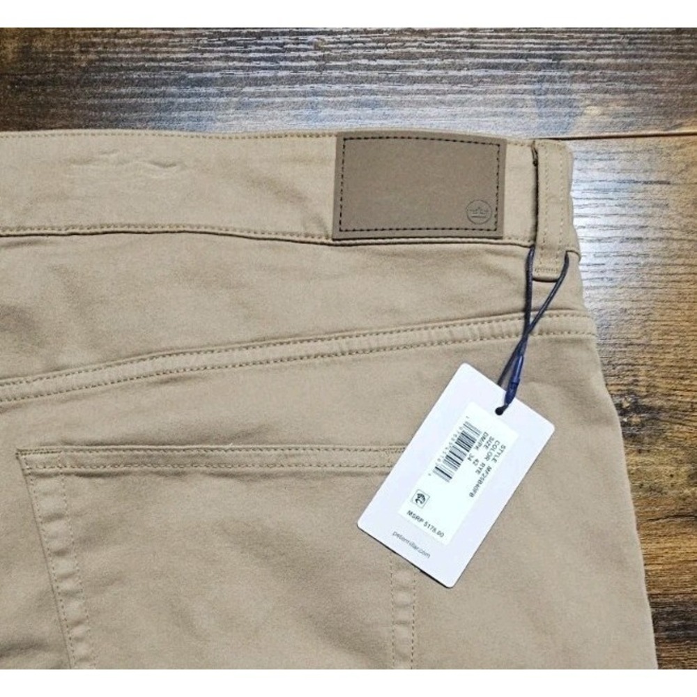 Peter Millar Golf Pants Crown Ultimate Sateen 42 x 34 Rye Brown Cotton NWT  $178 - Picture 5 of 6